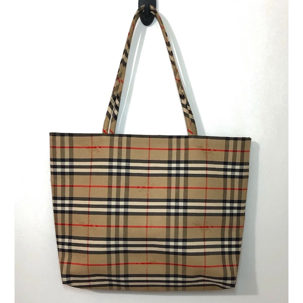 Authenticated ✨ BURBERRY London Canvas Horseferry Check Tote Bag Vintage COA